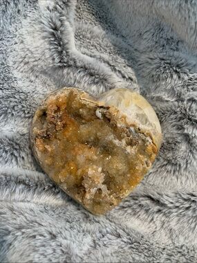 Heart Shaped Citrine/Quartz Druzy Crystal